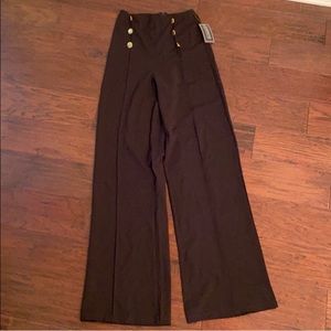 High Waisted Gold Button Flare Pants M
